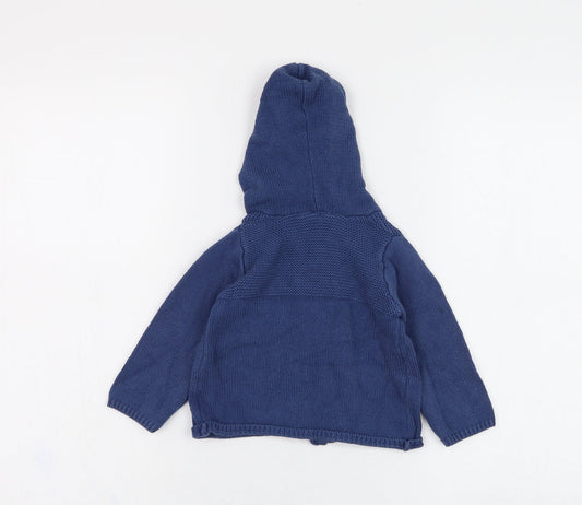 BHS Girls Blue Cotton Pullover Jumper Size 6-9 Months Button