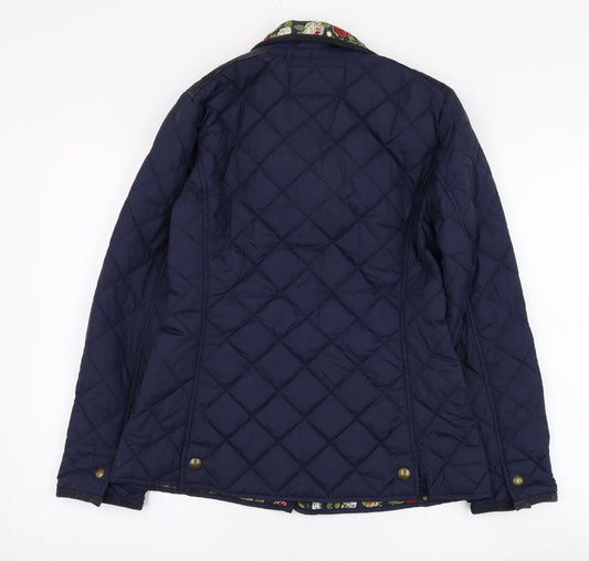Avenue Womens Blue Quilted Coat Size S Zip