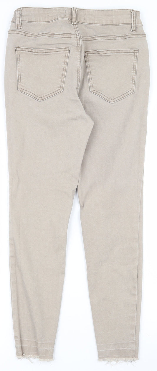 New Look Womens Beige Cotton Skinny Jeans Size 10 L23.5 in Regular Zip