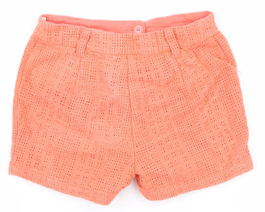 NEXT Girls Pink 100% Cotton Chino Shorts Size 7 Years Regular Zip