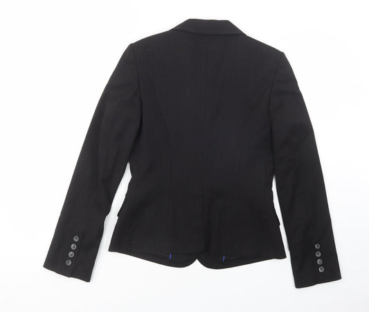Mexx Womens Black Striped Kimono Blazer Size 8 Button