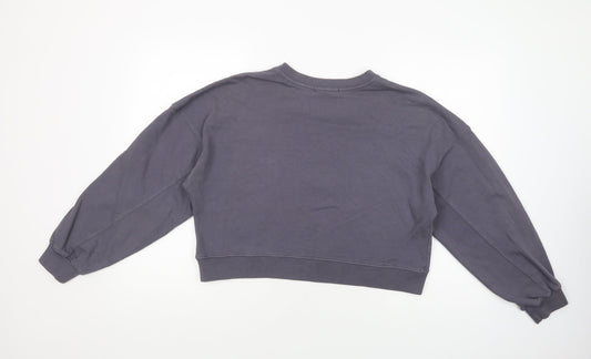 Missguided Womens Grey Cotton Pullover Sweatshirt Size 8 Pullover - Cropped