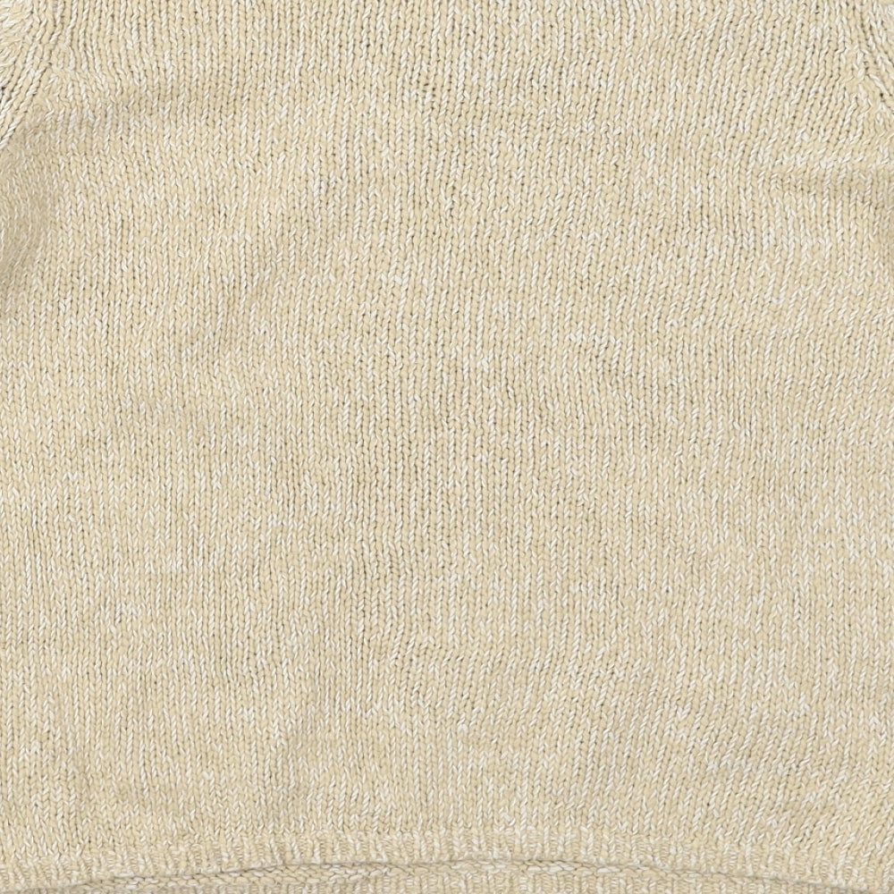 Marks and Spencer Womens Beige V-Neck Cotton Pullover Jumper Size 14