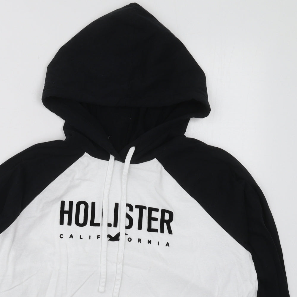 Hollister Womens Black Colourblock Cotton Pullover Hoodie Size XS Pullover - Black and White