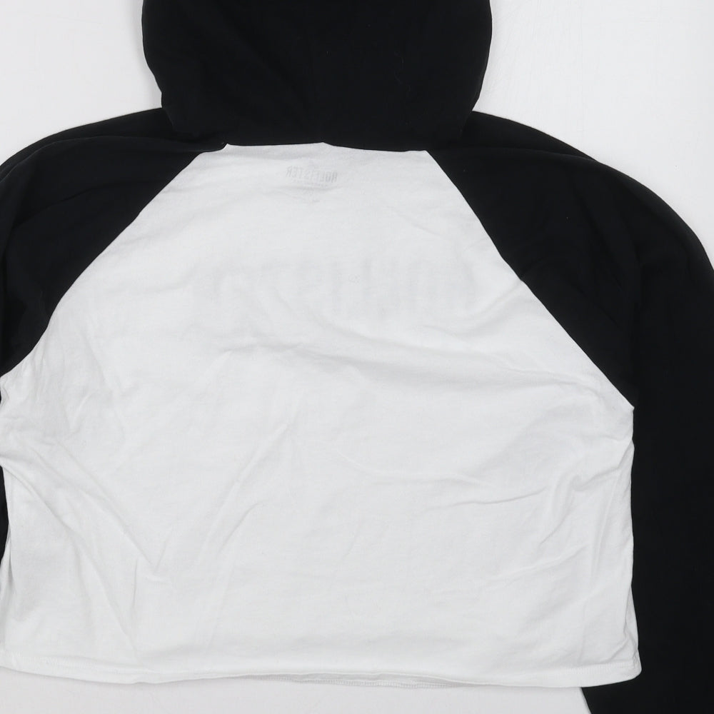 Hollister Womens Black Colourblock Cotton Pullover Hoodie Size XS Pullover - Black and White