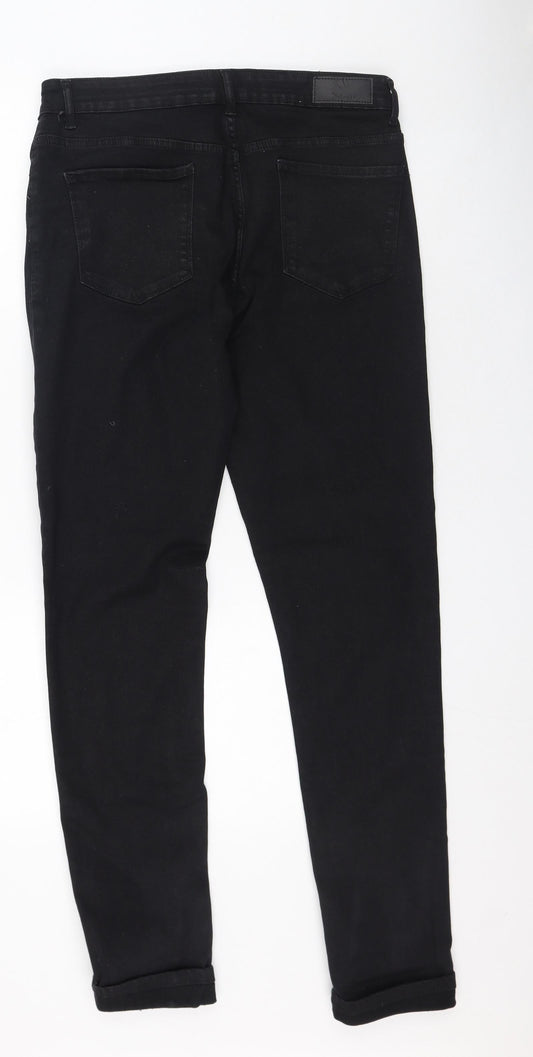 Denim & Co. Womens Black Cotton Trousers Size 34 in L30 in Regular Zip