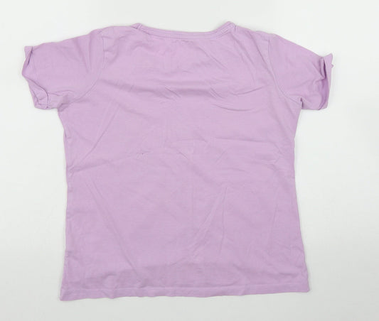 Primark Girls Purple Geometric Cotton Basic Casual Size 12-13 Years Round Neck - Space and Rockets
