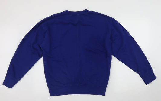 Casual classic Mens Black Round Neck Polyester Pullover Jumper Size L