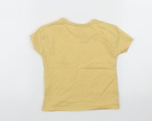 George Girls Yellow Floral Cotton Basic Dress Shirt Size 2 Years Round Neck - Disney