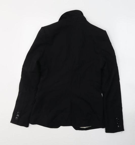 H&M Womens Black Polyester Jacket Suit Jacket Size 10