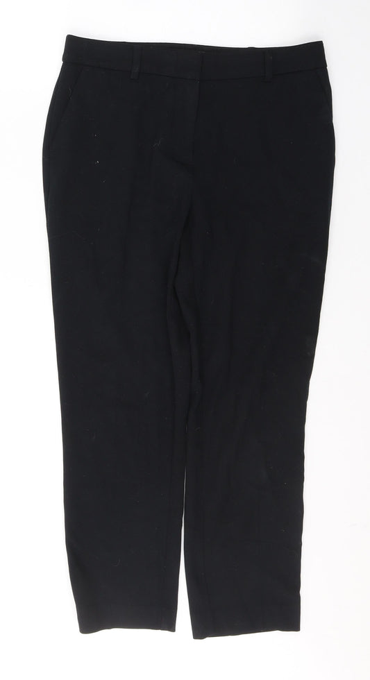 Marks and Spencer Womens Black Polyester Trousers Size 10 L25 in Regular