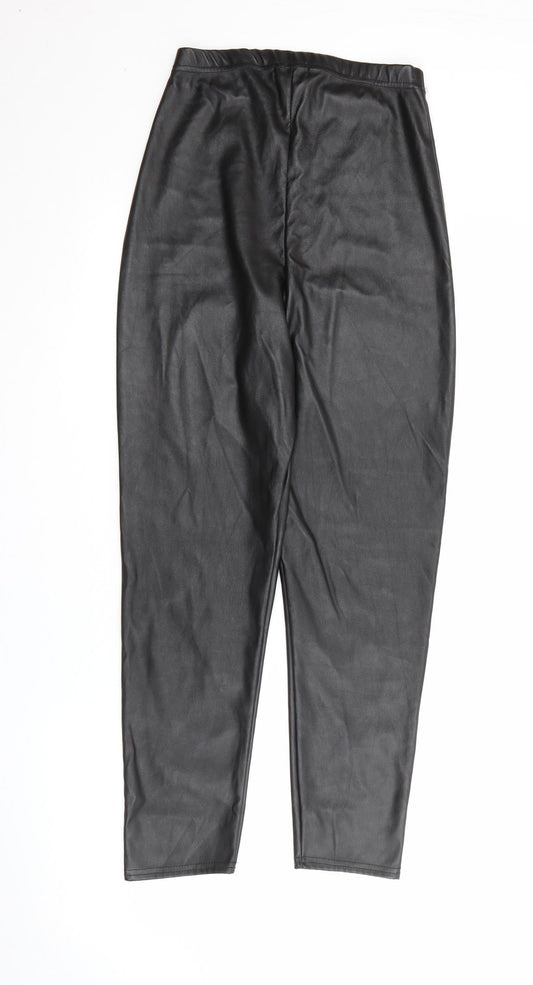 PRETTYLITTLETHING Womens Black Polyester Pedal Pusher Leggings Size 8 L24 in