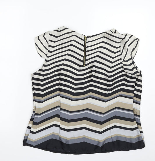 Park Avenue Womens Multicoloured Geometric Polyester Basic Blouse Size 16 Scoop Neck