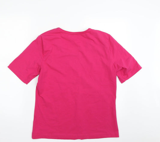 Gerry Weber Womens Pink Polyester Basic T-Shirt Size M Scoop Neck