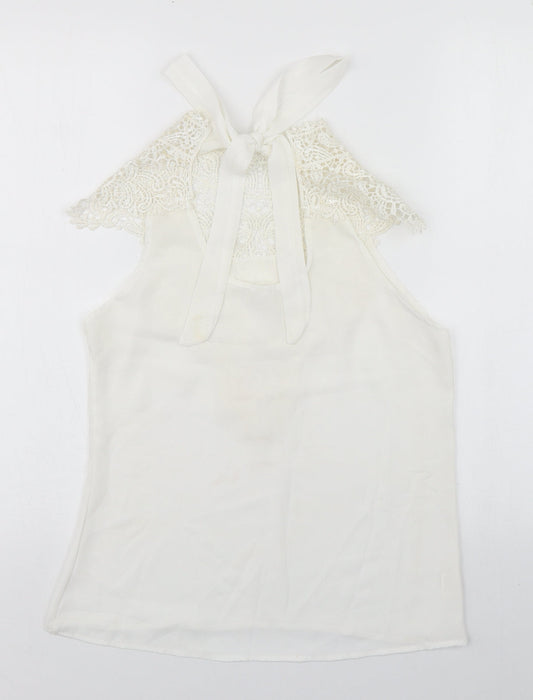 Preworn Womens Ivory Cotton Tunic Blouse Size S Round Neck