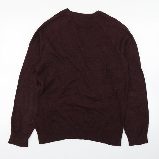 H&M Mens Purple Round Neck Cotton Pullover Jumper Size M