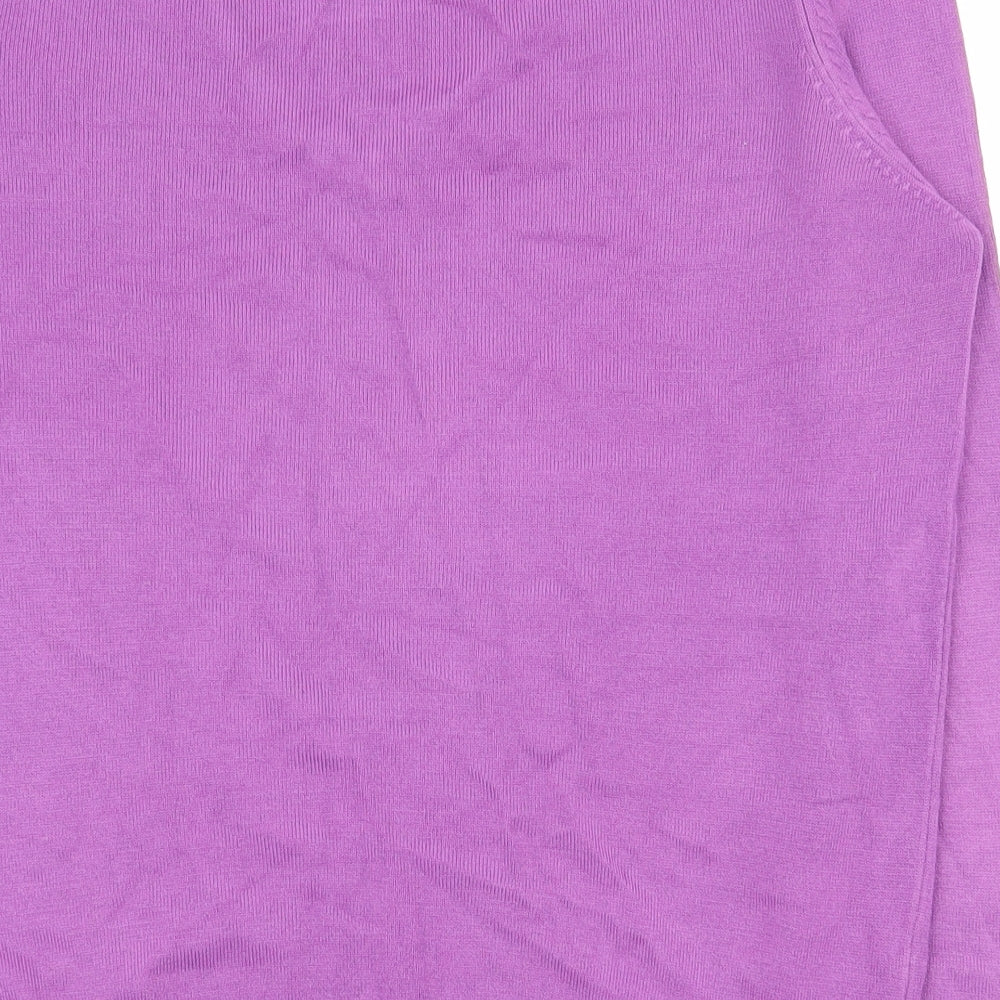 Marks and Spencer Womens Purple V-Neck Acrylic Pullover Jumper Size 12