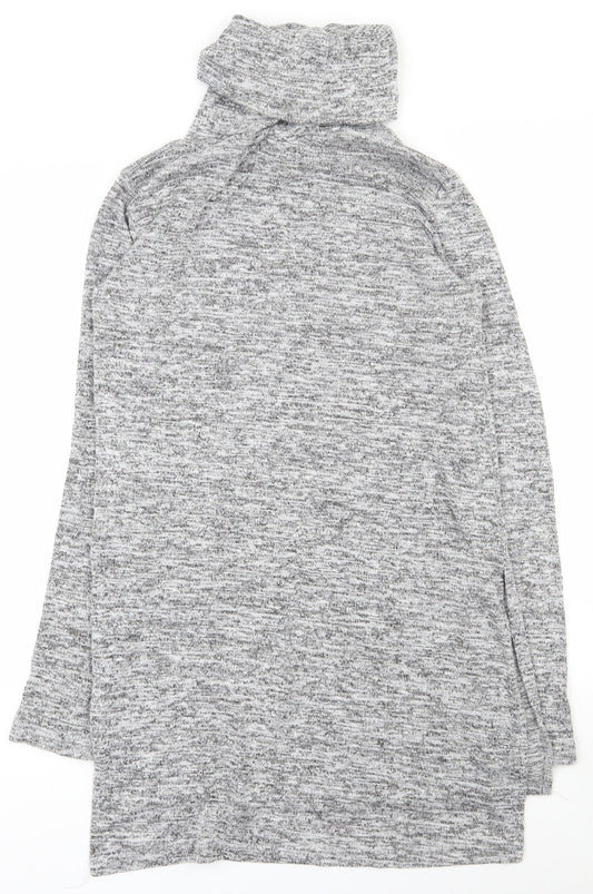 Okeysi Womens Grey Polyester Basic T-Shirt Size S Roll Neck