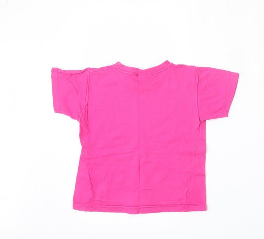 Adams Girls Pink Cotton Basic T-Shirt Size 5-6 Years Round Neck