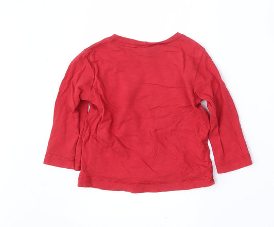 United Colors of Benetton Boys Red Cotton Basic T-Shirt Size 12-18 Months Round Neck