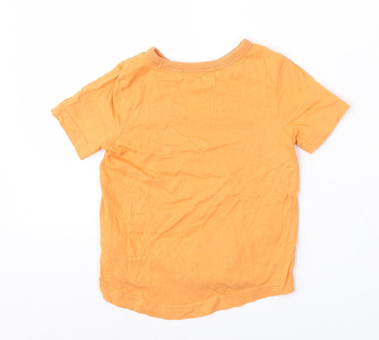George Boys Orange Cotton Basic T-Shirt Size 12-18 Months Round Neck