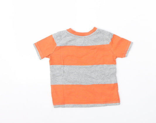 Gap Boys Multicoloured Striped Cotton Basic T-Shirt Size 12-18 Months Round Neck