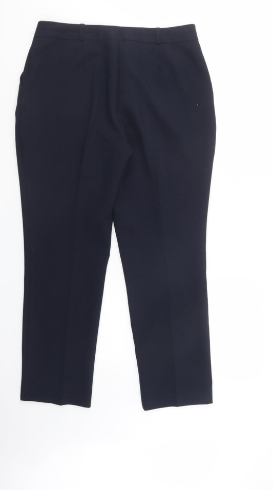 Dunnes Stores Womens Blue Polyester Dress Pants Trousers Size 14 L28 in Regular Button