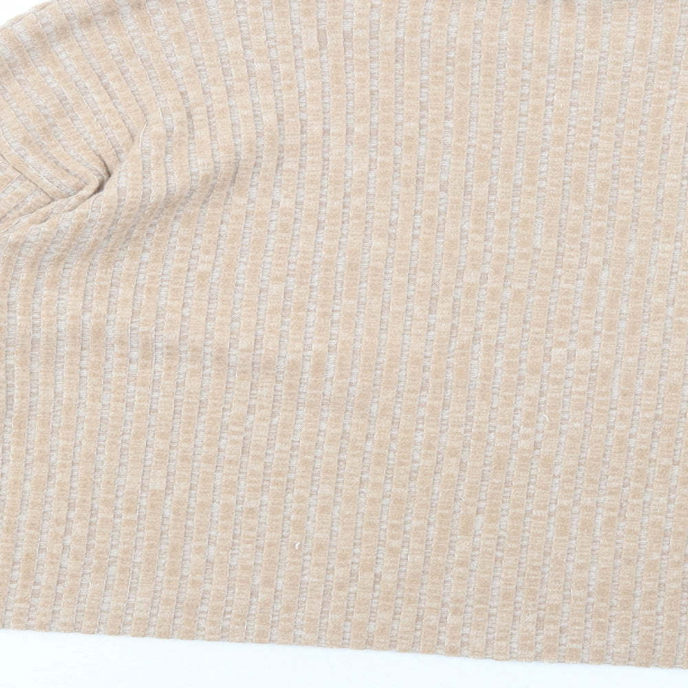 Zara Womens Beige Boat Neck Polyester Pullover Jumper Size S