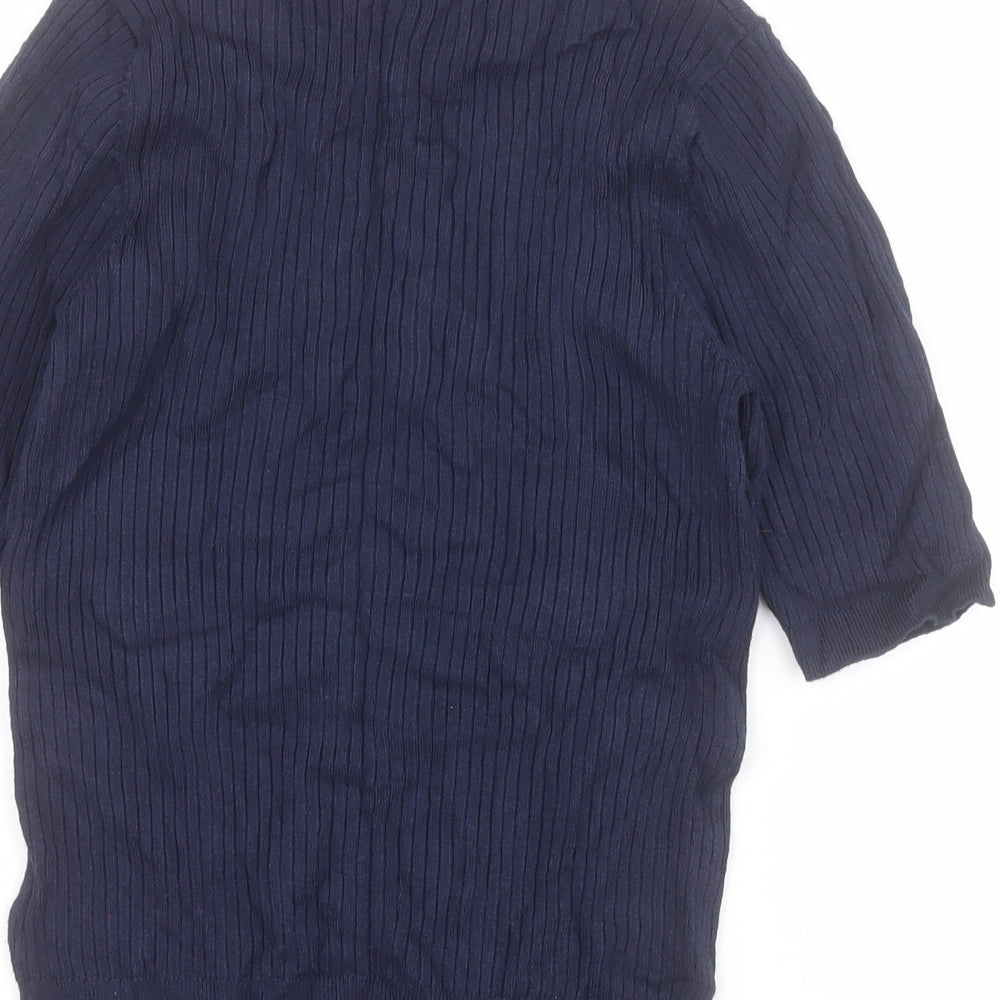 Marks and Spencer Womens Blue Crew Neck Viscose Pullover Jumper Size 6 - Ribbed