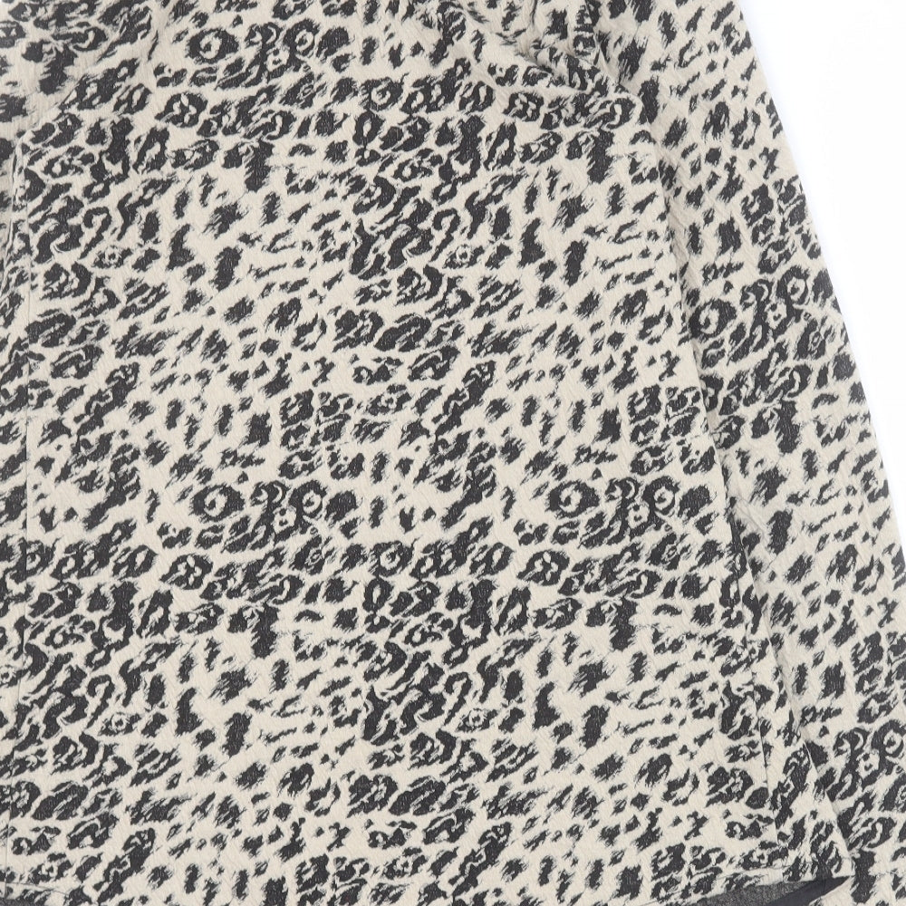 Matalan Womens Beige V-Neck Animal Print Polyester Cardigan Jumper Size 10