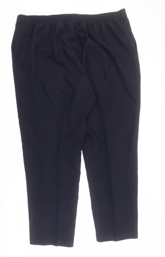 Slimma Womens Blue Cotton Carrot Trousers Size 20 L30 in Regular