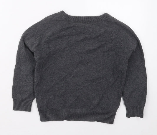 NEXT Boys Grey V-Neck Cotton Pullover Jumper Size 5-6 Years Pullover
