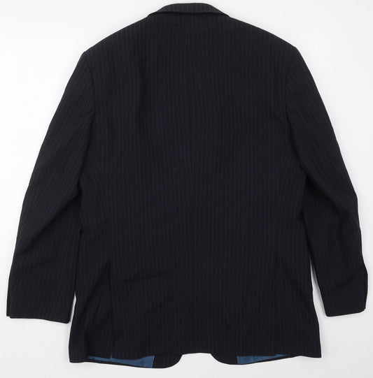 Marks and Spencer Mens Black Striped Polyester Jacket Suit Jacket Size 42