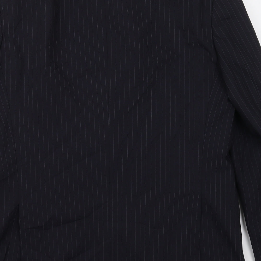 Marks and Spencer Mens Black Striped Polyester Jacket Suit Jacket Size 42