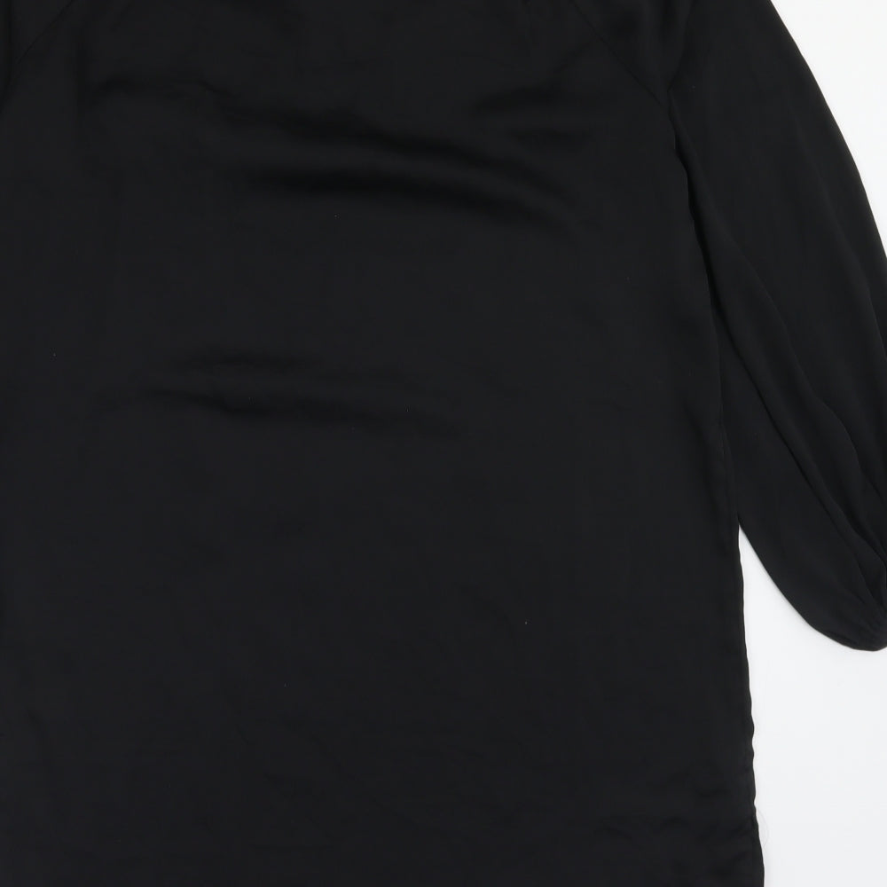 H&M Womens Black Polyester A-Line Size 10 Crew Neck Tie