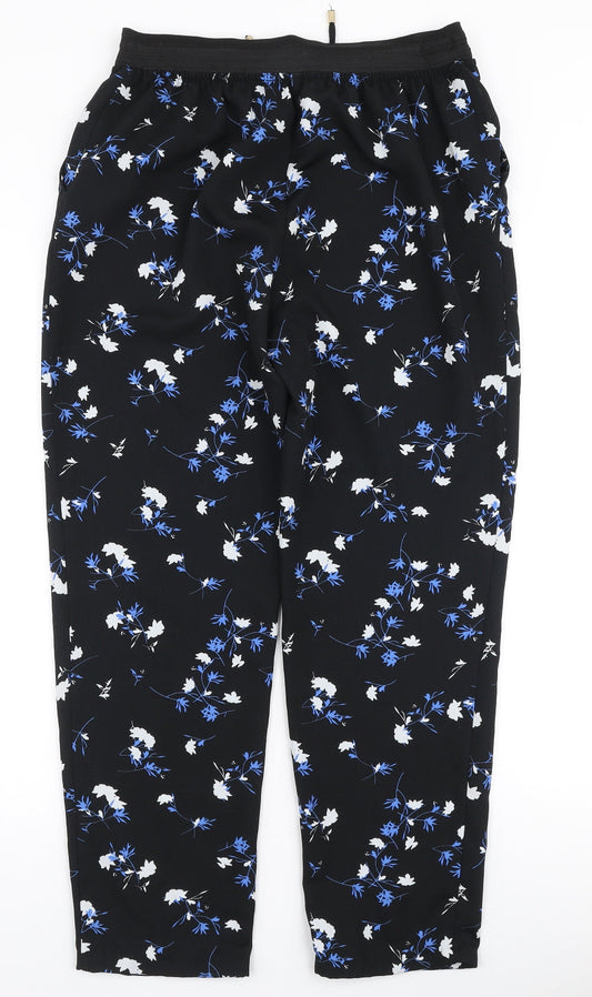 Dunnes Stores Womens Multicoloured Floral Polyester Trousers Size S L27 in Regular Drawstring