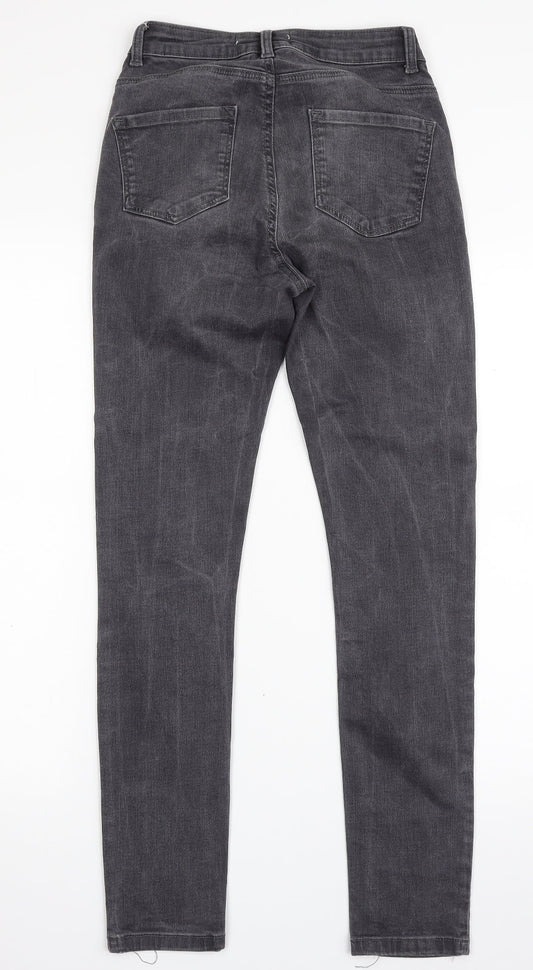 Dorothy Perkins Womens Grey Cotton Skinny Jeans Size 8 L28 in Slim Zip
