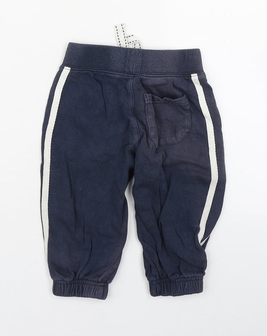 George Boys Blue 100% Cotton Jogger Trousers Size 12-18 Months