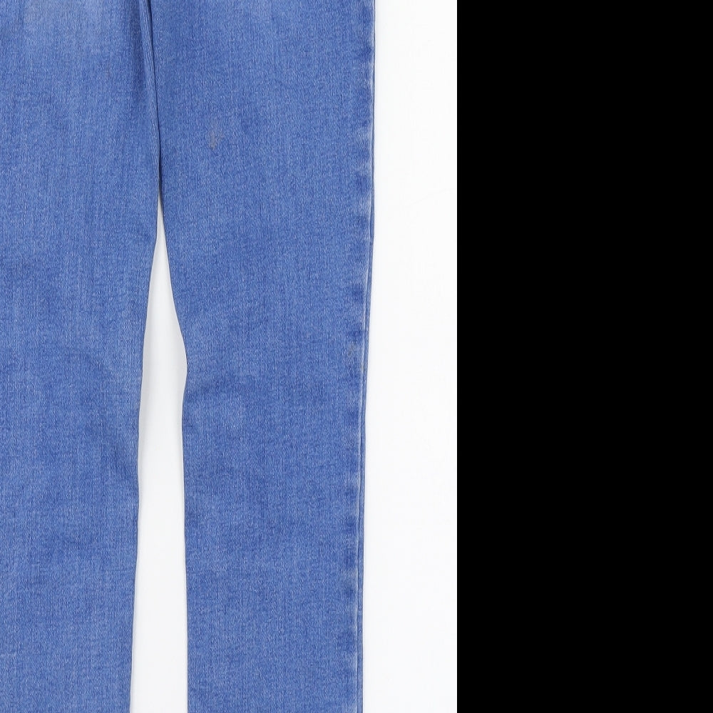 Denim & Co. Girls Blue Cotton Straight Jeans Size 10-11 Years Regular Zip
