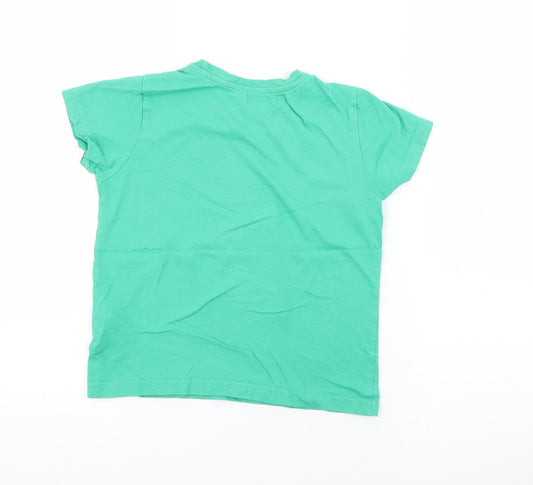 Primark Boys Green Cotton Basic T-Shirt Size 5-6 Years Crew Neck