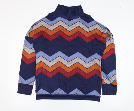 Preworn Womens Blue Striped Cotton Pullover Sweatshirt Size L Pullover