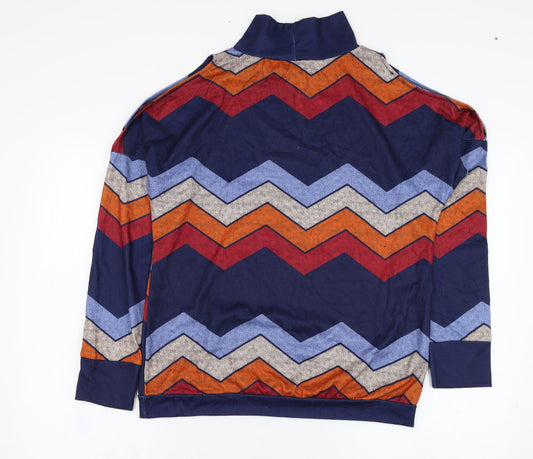 Preworn Womens Blue Striped Cotton Pullover Sweatshirt Size L Pullover