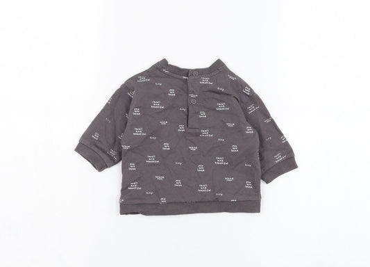 Mothercare Boys Grey Cotton Pullover Jumper Size 0-3 Months Pullover - Slogan