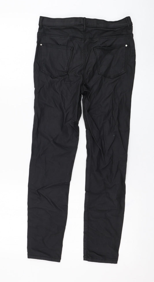 River Island Girls Black Viscose Capri Trousers Size 10 Years Regular Zip