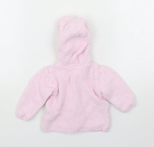 Mini Club Girls Pink Cotton Cardigan Jumper Size 3-6 Months Button