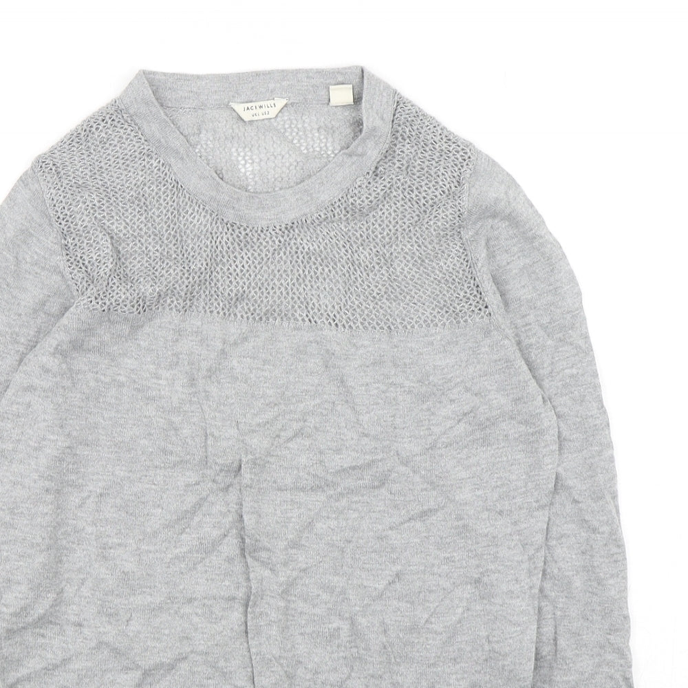 Jack Wills Womens Grey Round Neck Cotton Pullover Jumper Size 6