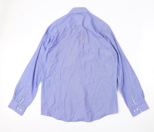 Lakeland Mens Blue Cotton Dress Shirt Size M Collared Button