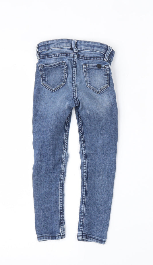 H&M Girls Blue Cotton Skinny Jeans Size 3 Years Regular