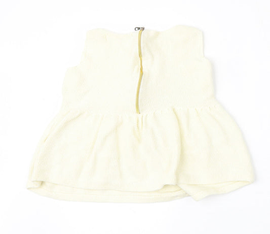 Zara Knit Womens Beige Viscose Basic Blouse Size M Round Neck