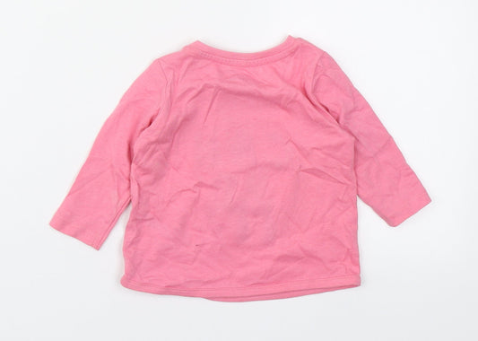 Primark Girls Pink 100% Cotton Basic T-Shirt Size 3-6 Months Round Neck Button